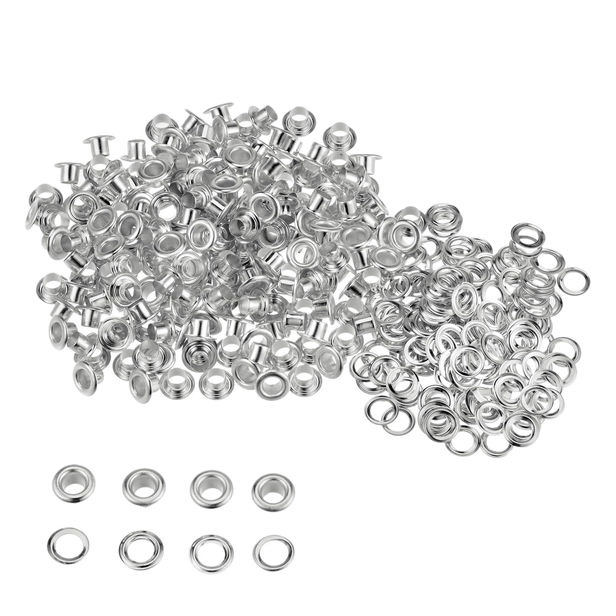 Trimming Shop Silver Eyelets With Washers Durable Grommets For Diy Leathercraft Projects, Sewing & Repair Clothing, Scrapbooking & Handbag Decoration, 4Mm, 100Pcs