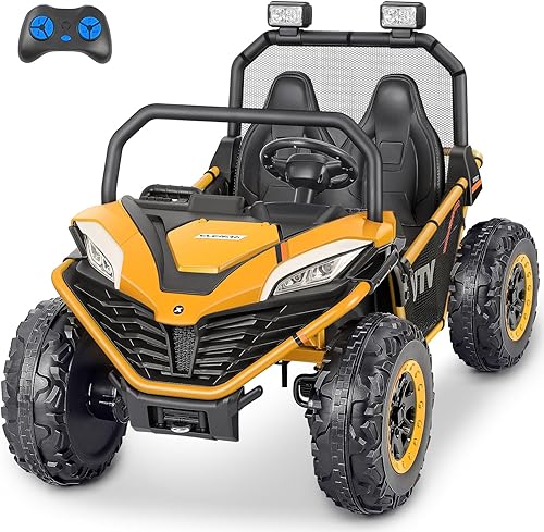 ELEMARA Auto de paseo XL de 24 V y 2 plazas para niños con control remoto, UTV eléctrico todoterreno alimentado de 10 AH, 4WD 4.5 mph de juguete