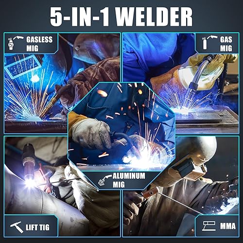 Miniatura 36 de AZZUNO Soldador MIG 145A, 110V/220V Voltaje Dual 4 en 1 Gas/Gasless Flux Core MIG Soldador/Lift TIG/Stick Máquina de soldar, soldador