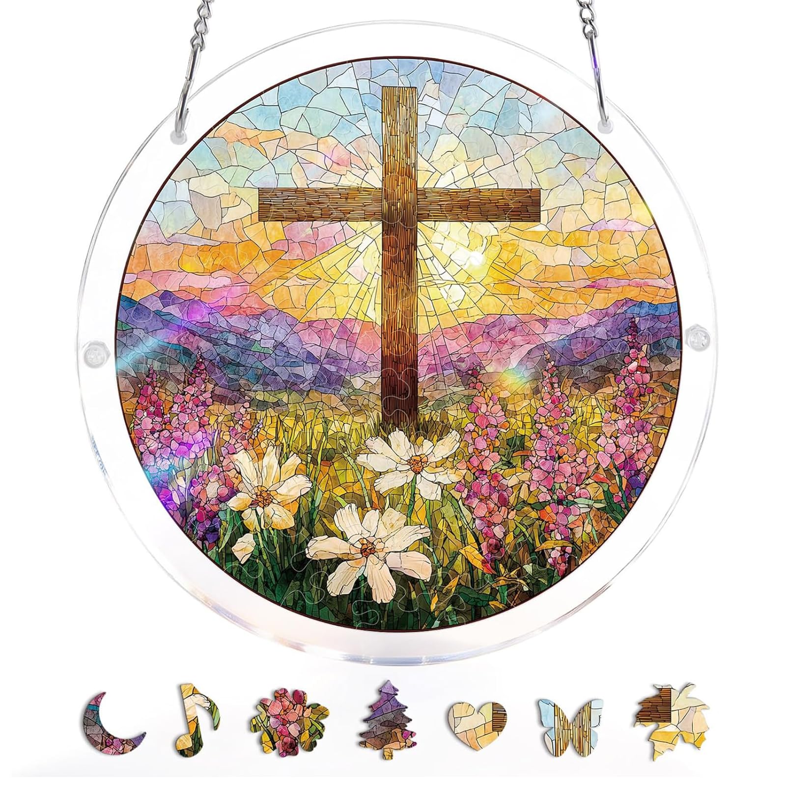 Acrylic Jigsaw Puzzle Suncatcher | 22cm Large Acrylic Puzzles Suncatchers For Windows Hanging | 83 Pieces Stained Glass Window Puzzle Sun Catcher For Adult | Aesthetic Diy Arts & Crafts For Home Decor