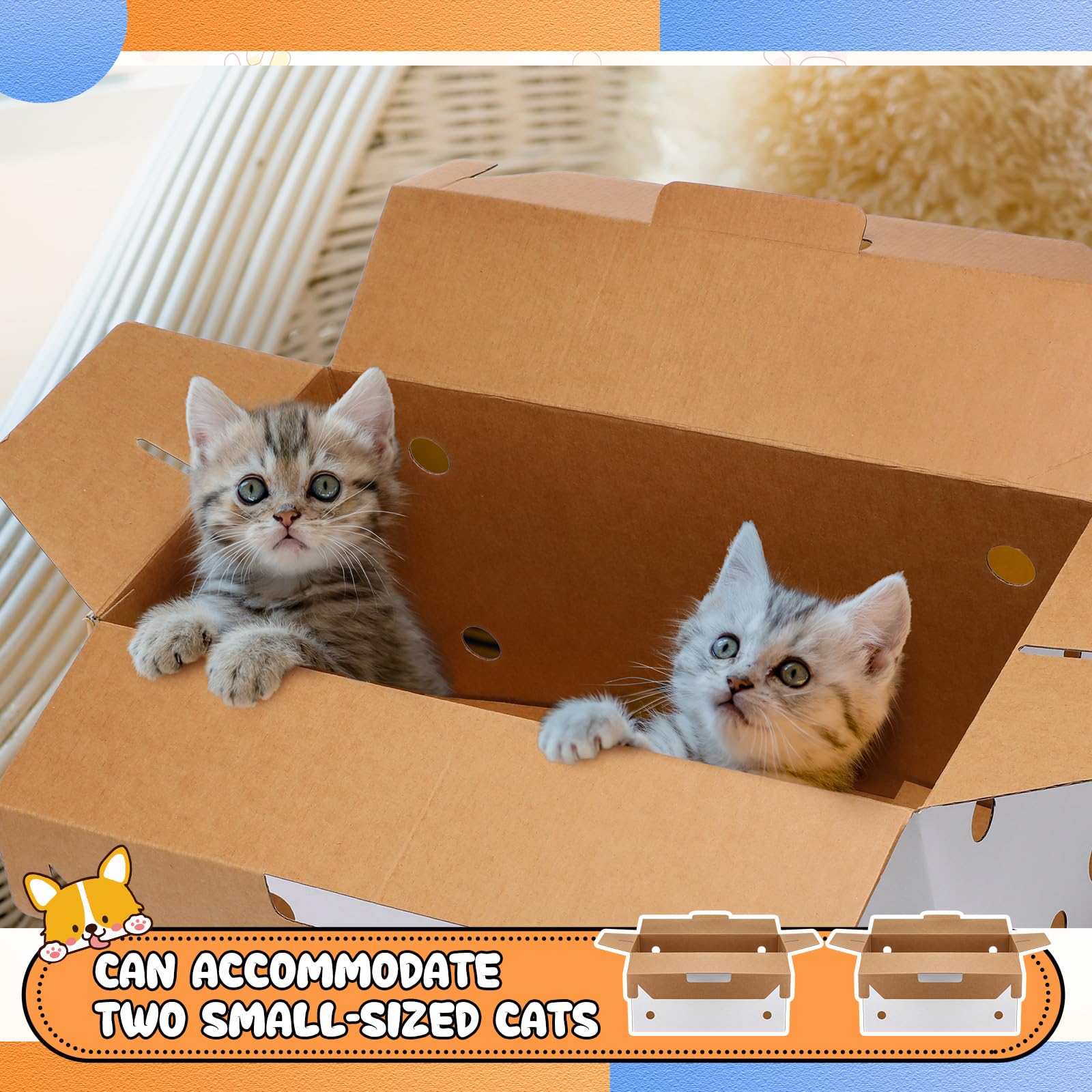 Gilprop Transportbox für Haustiere, 44 x 21 x 31 cm, für kleine Tiere, Weiß, für Welpen, Katzen, Haustiere, Transportbox aus Karton für Huhn, Hamster, Rennmäuse, Vögel, Reisebox, 6 Stück
