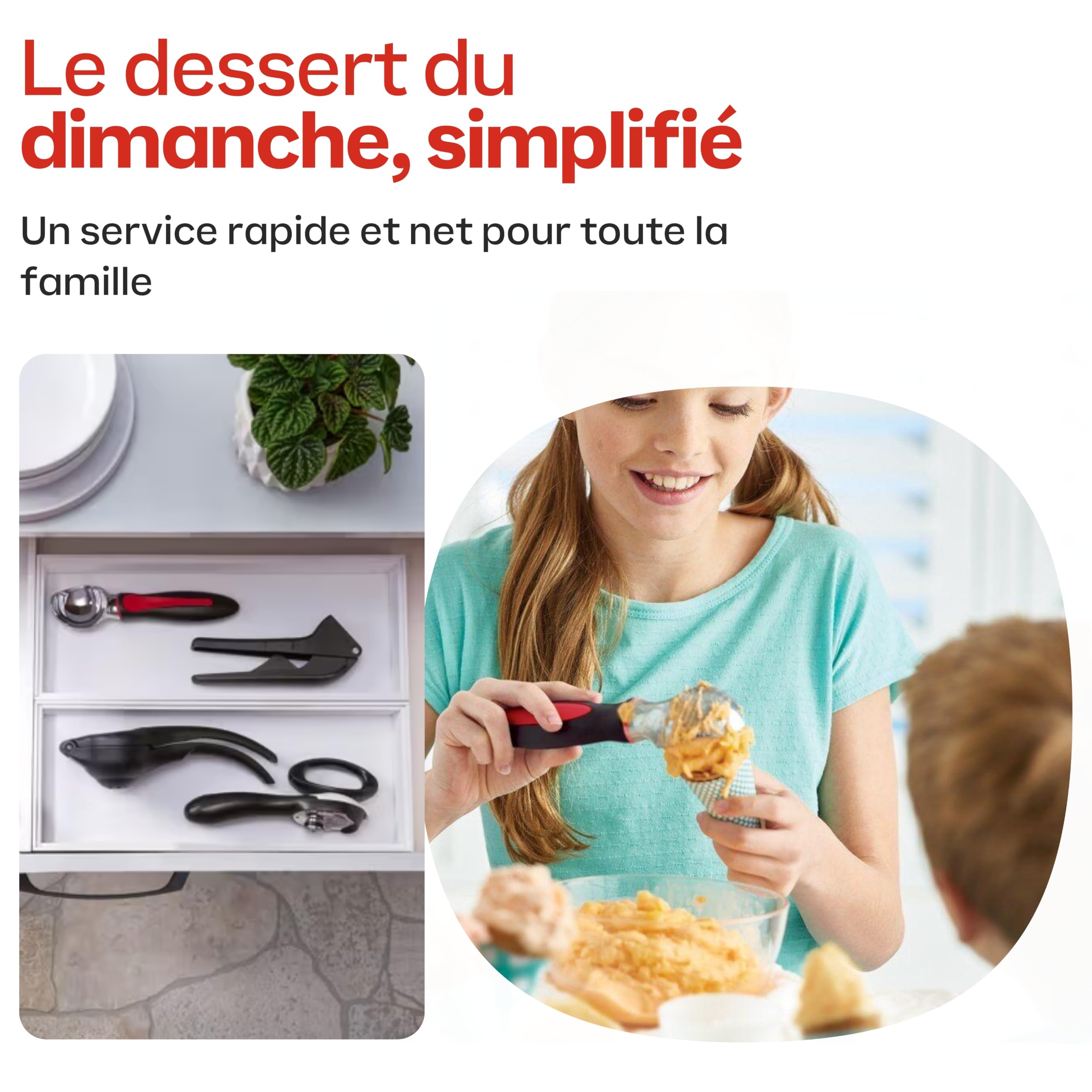 Tupperware Cuiller à Glace Boules Parfaites - Servir Sorbets Gelatos Desserts Glacés - Acier Inoxydable Revêtement Anti-Rouille - 20 cm - Cuisine Pratique Qualité Professionnelle Lavage Main