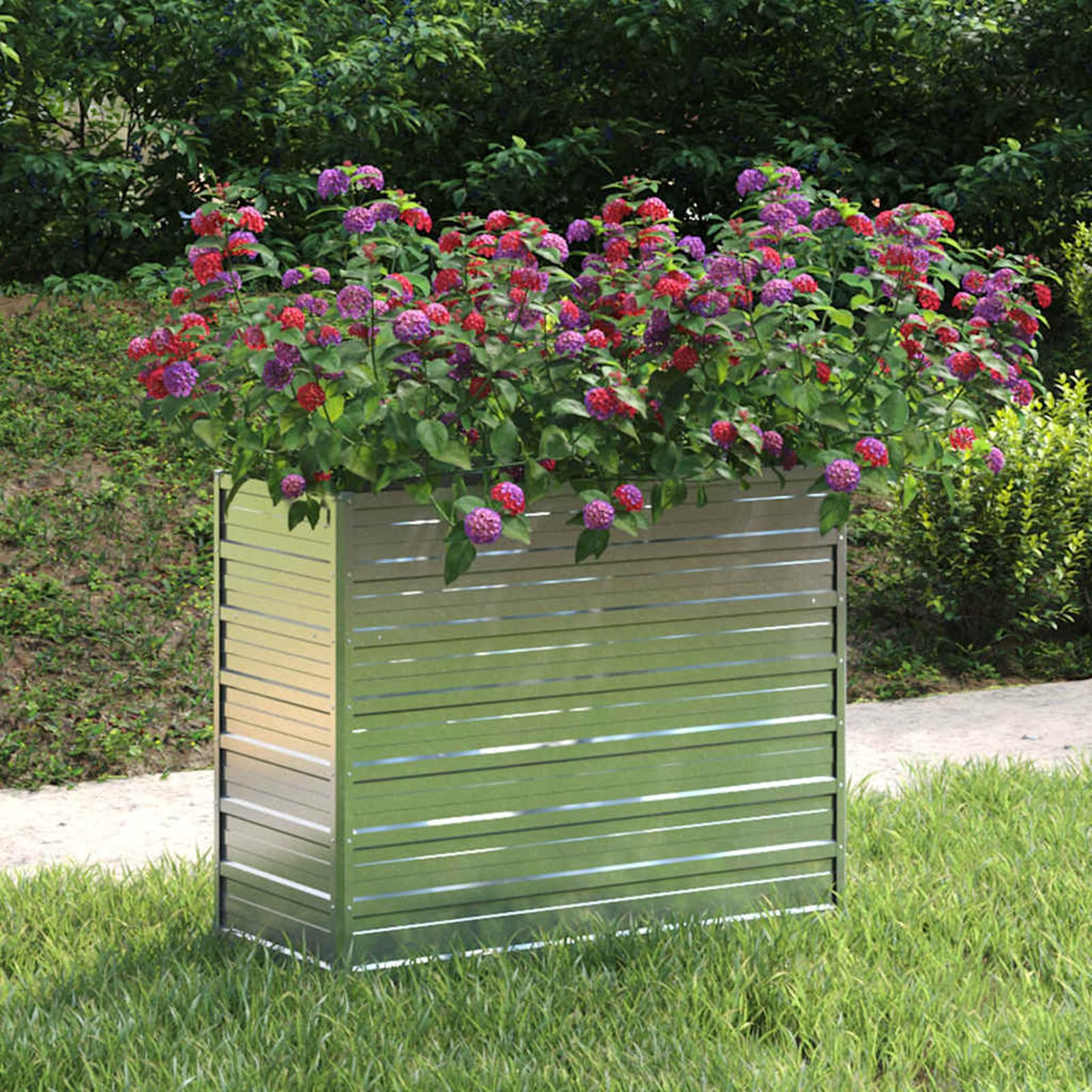 Tidyard Galvanised Steel Raised Garden Bed Planter - Deep Wide Outdoor Decor for Vegetables, Flowers, Herbs Model316896