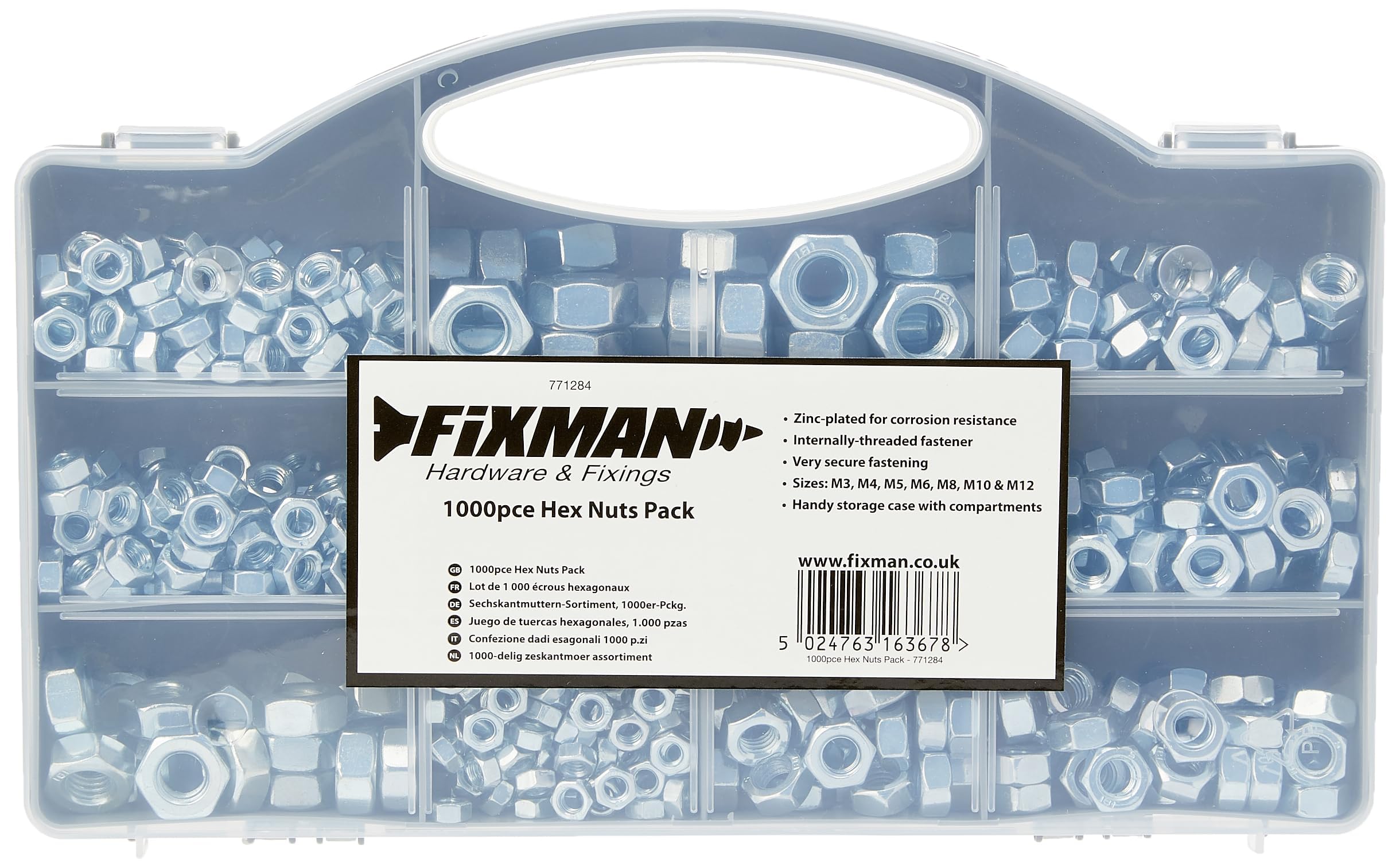 Fixman Hex Nuts Pack 1000Pce - Fixman Hex Nuts Pack 1000Pce 771284 5024763163678