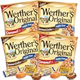 Sugar Free Caramel Coffee and Original Hard Candies, Bulk Individually Wrapped Gourmet Sugarless Candy Caramels, Pack of 4