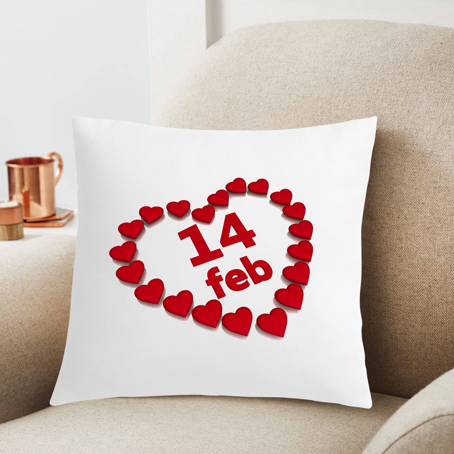 Fourteen Feb Printed Cushion 12X12 Pillow Cover with Filler- Best Love Gift Idea-image-24