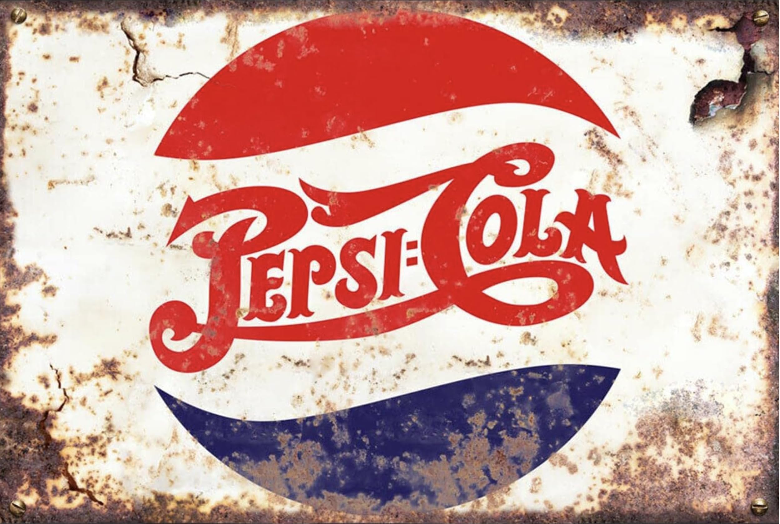 Sawfish® Pepsi Cola Kitchen Wall Decor Metal Sign Retro Vintage Wall Tin Plaque 10x15cm 20x15cm 20x30cm 30x40cm 40x60cm Ideal for Pub Shed Bar Office Man Cave Home Bedroom Dining Room Kitchen