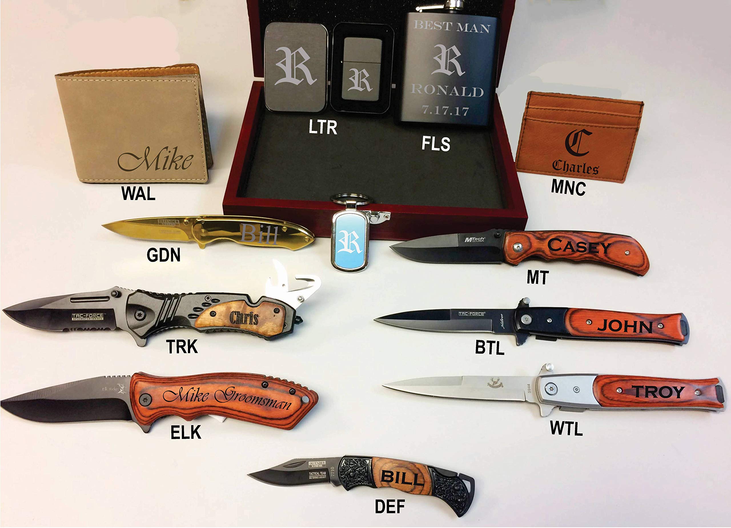 PWEngraving Groomsmen Gifts, Groomsmen Gift Box, Groomsmen Gift Set, Engraved Flask, Best Man Gift, Personalized Wallet, Make Your Own Box, Engraved Knife, Groomsman Gift