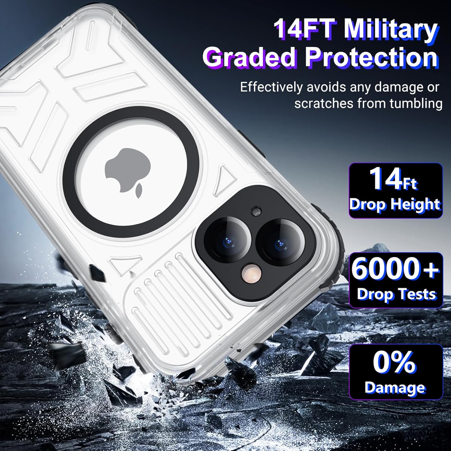2024 Upgrade for iPhone 15 Case Waterproof,[Compatible With MagSafe][Built-in Screen&Camera Protector][Full Body Dropproof][IP68 Underwater][Clear Sound]Shockproof Phone Case 6.1"Black/Clear - Image 5