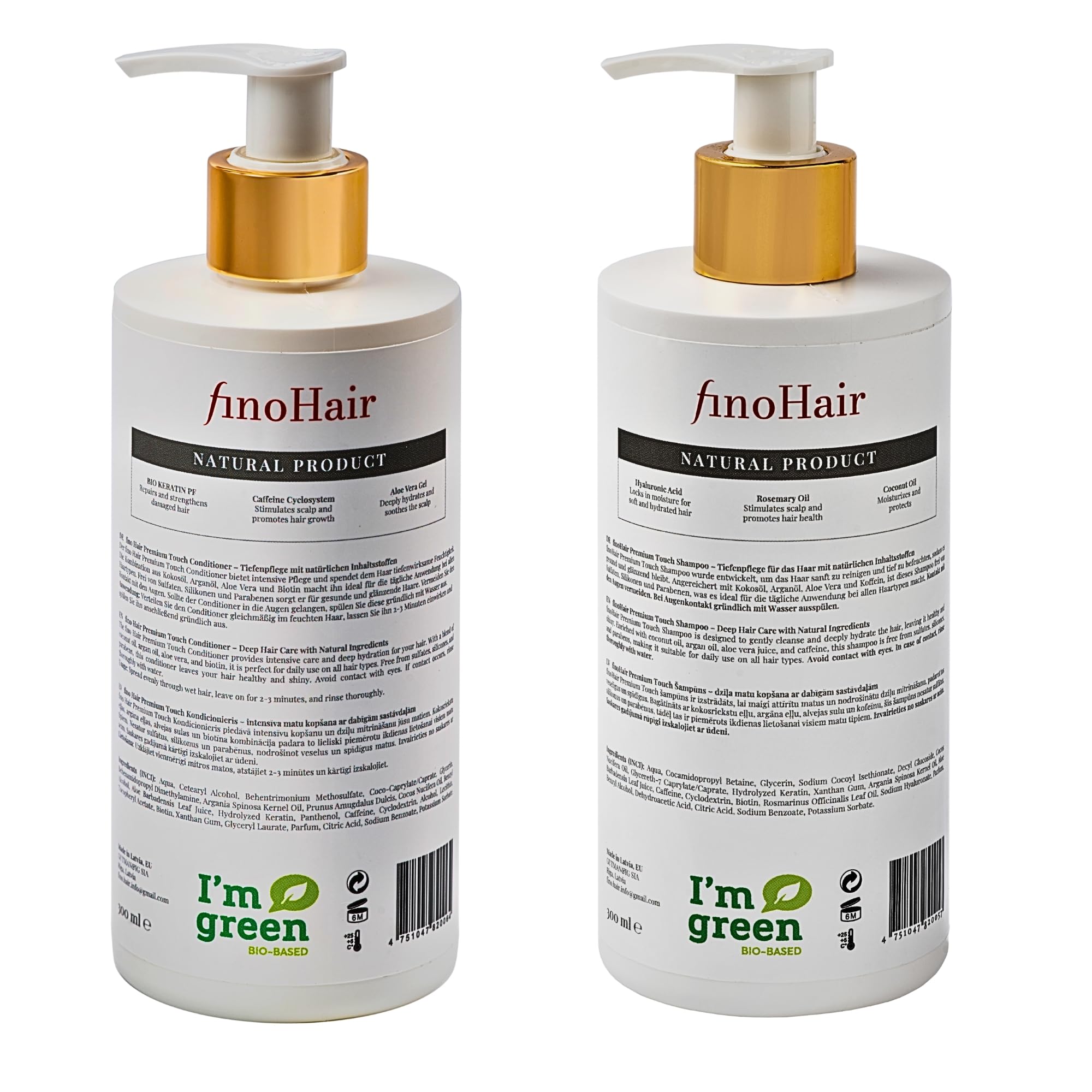 fino Hair Duo Shampooing & Après-shampooing - cheveux secs & abîmés | Biotine, kératine & caféine - soin, brillance & anti-frizz, sans silicones & parabènes