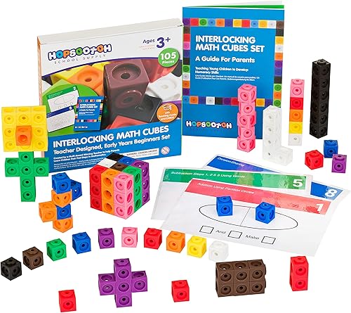 Miniatura 1 de Hopscotch School Supply Juego de actividades de cubos de matemáticas entrelazados, incluye guía para padres. Creado por un profesor