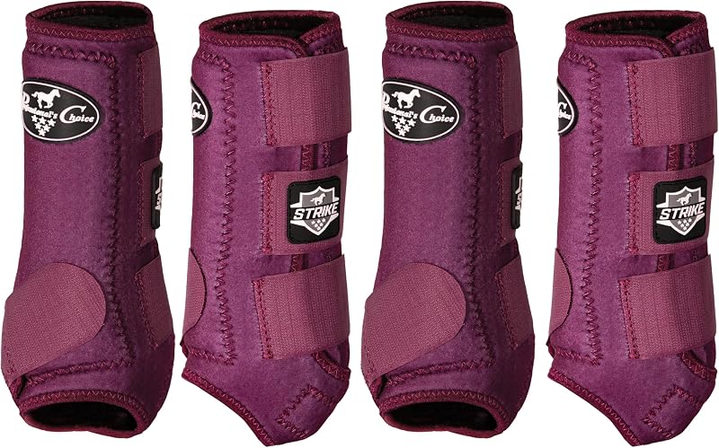 Bota de Proteção Esportiva para Cavalos Strike SMB em Neoprene Professional's Choice, Cor WINE, Tamanho Medium, Pacote com 4