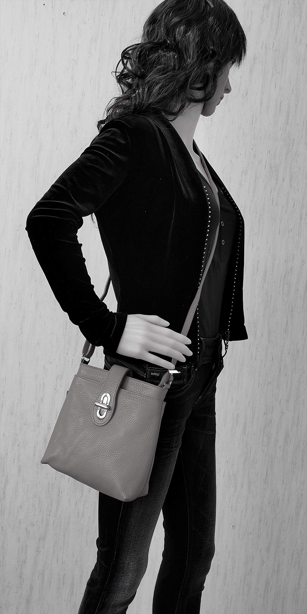 AMBRA Moda GL007 - Borsa a tracolla, borsa a spalla da donna in vera pelle
