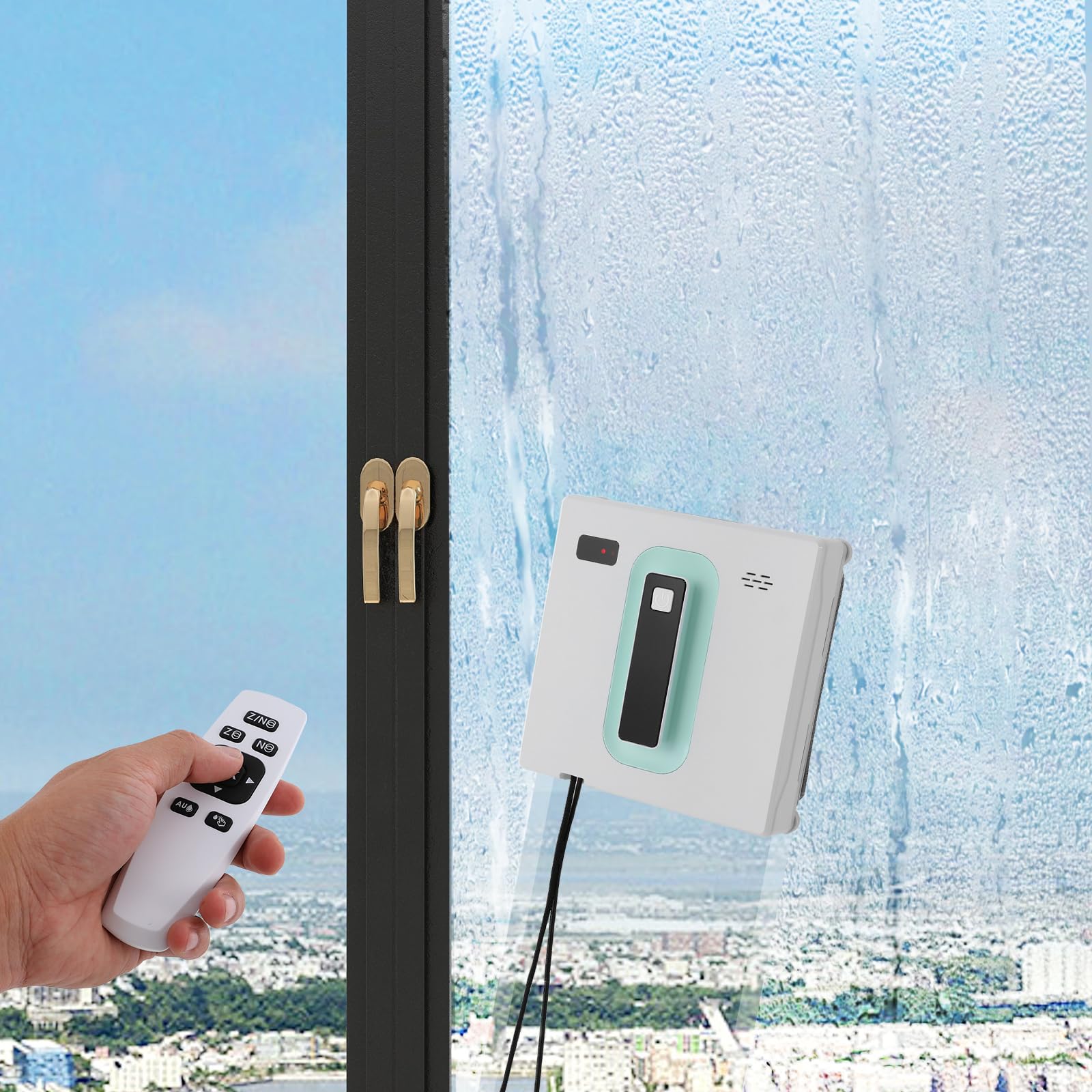 FiueStur Ultra Thin Window Cleaner Robot Dual Spray 2500Pa Suction with Safety Rope Auto Climbing for Home High Rise Glass Cleaning