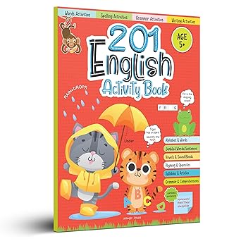 201 English Activity Book: Fun Activities and Grammar Exercises Alphabet & Words, Rhyming & Opposites Ages 5 9 4+ Hours of Interactive Learning Paperback 31 August 2022
