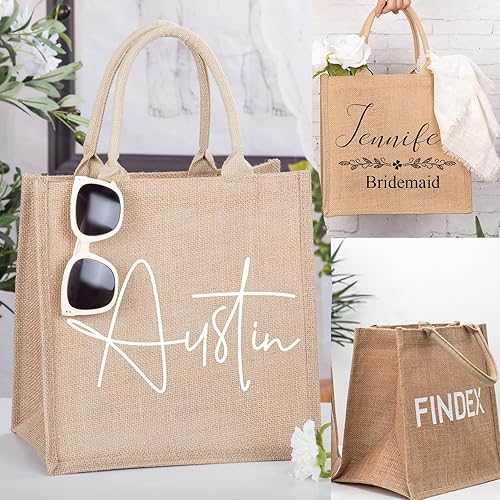 Miniatura 5 de Flycalf Bolsas de mano de boda personalizadas, regalos para dama de honor, verano, playa, niñas, viaje, despedida de soltera, reutilizable, bolsa de