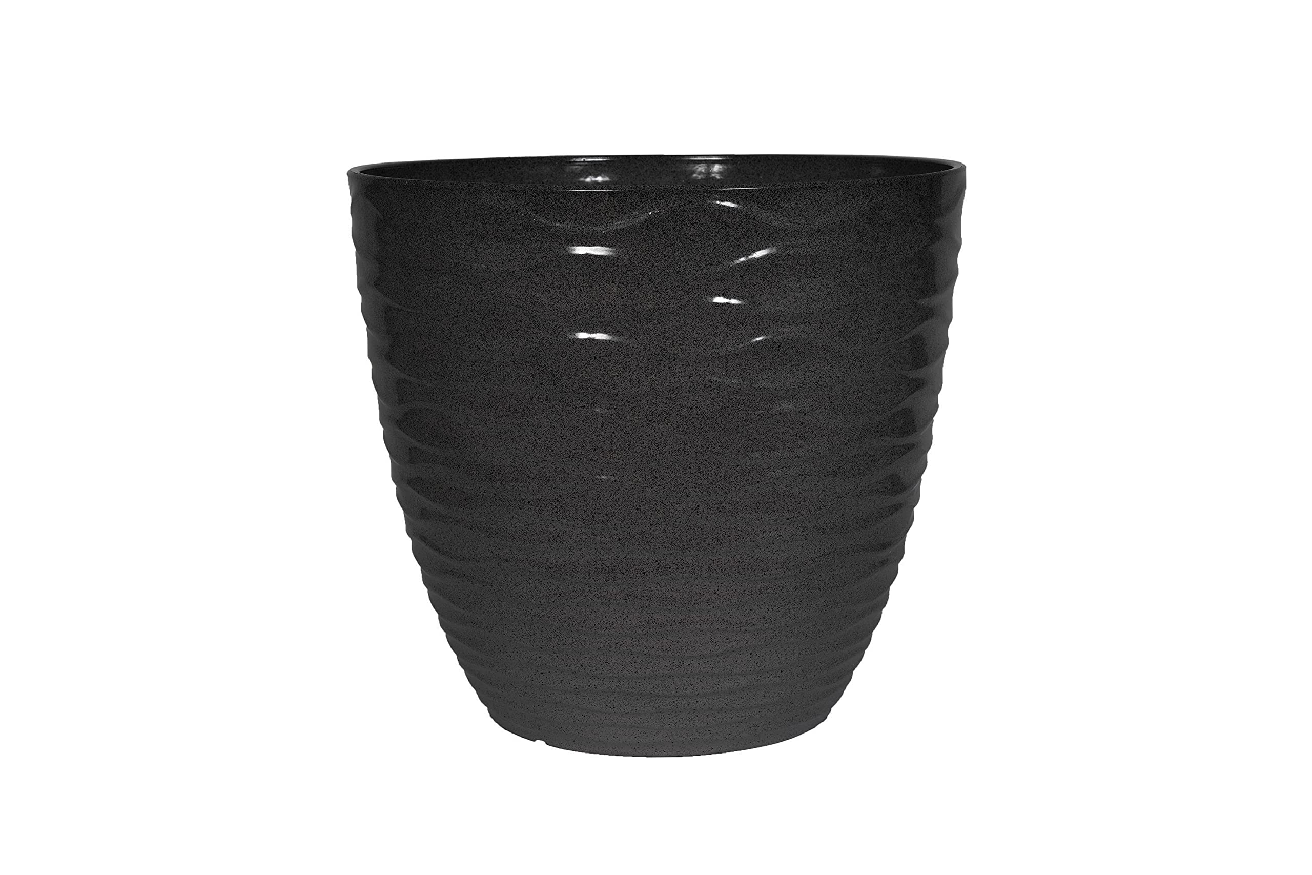 Plant Avenue Charcoal Lightweight Recycled Plastic Garden Pot Planter With Drainage Holes | Uv Resistant & Frostproof | Windermere 38Cm