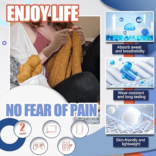 Miniatura 6 de DRNAIETY 2 pares de guantes de compresión para artritis, para mujeres y hombres, para artritis de mano, guantes antideslizantes con pegamento para