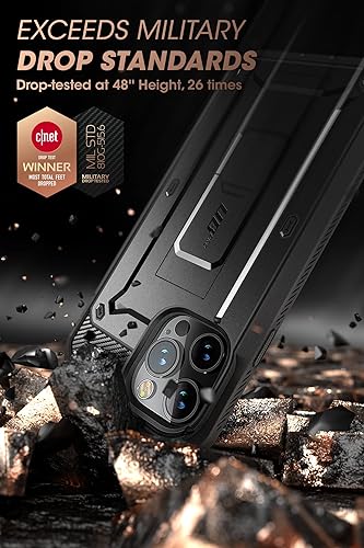 Miniatura 3 de SUPCASE Unicorn Beetle Pro - Funda para iPhone 14 Pro de 6.1 pulgadas, con protector de pantalla integrado, soporte y clip para cinturón (negro)