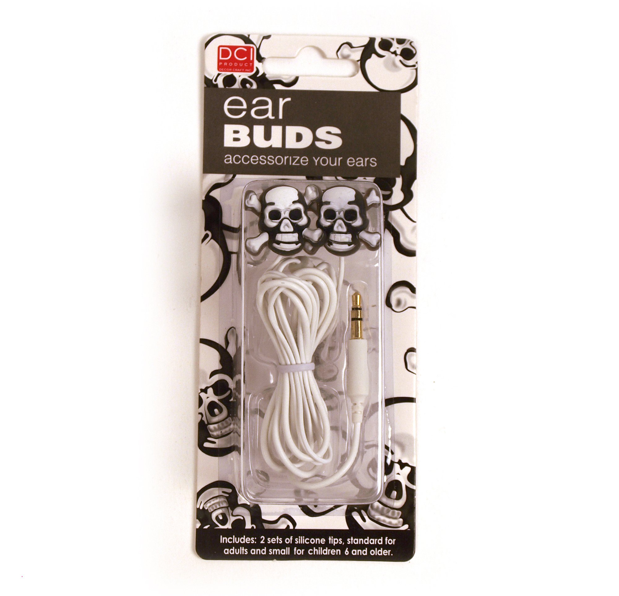 DCI 18213 Skull Earbuds - Retail Packaging - Black/White