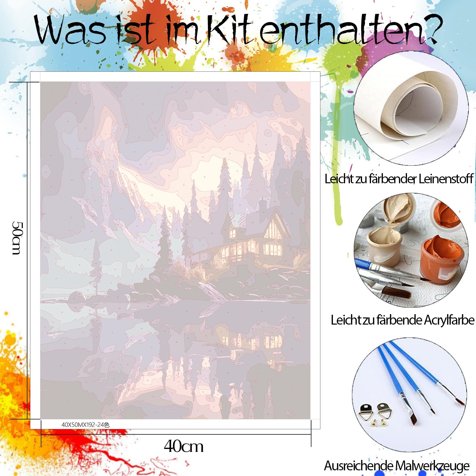 77iiAii Malen Nach Zahlen Erwachsene - DIY Mit Rahmen 40x50cm, Be Creative Heimdekoration Landschaft Anfänger Mit Pinsel Und Acrylfarben ölgemälde Leinwand Für Home Decor (Kaktus