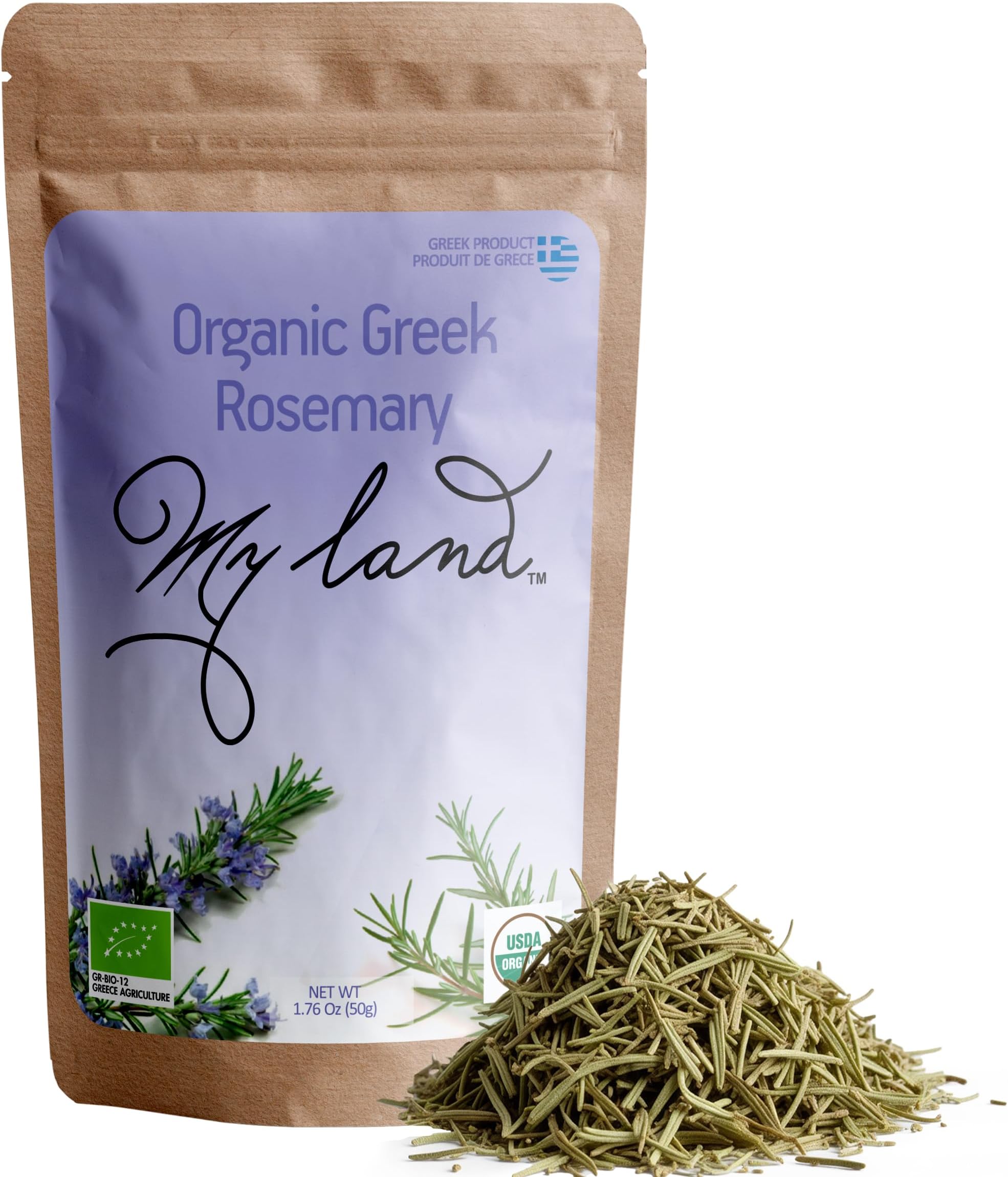 My Land Organic Dried Rosemary Leaves – 1.76 oz (50 g) | USDA Certified Organic Herb for Tea & Culinary Use | Naturally Aromatic Mediterranean Rosemary