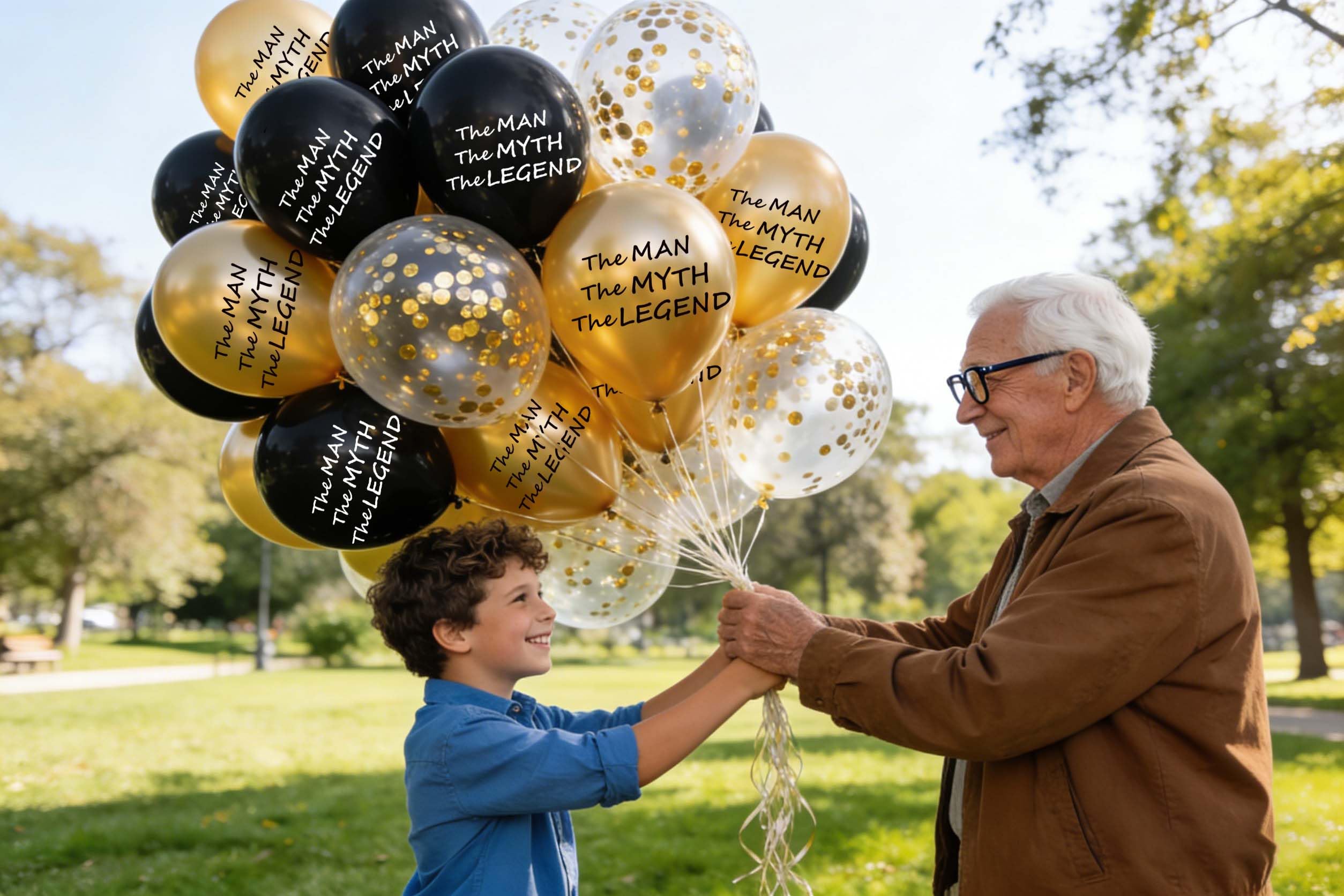 The Man The Myth The Legend Balloons Black and Gold Confetti Funny Party Balloons for Him Husband Guy Father's/Dad's Day Birthday Retirement Decoration 26Packs