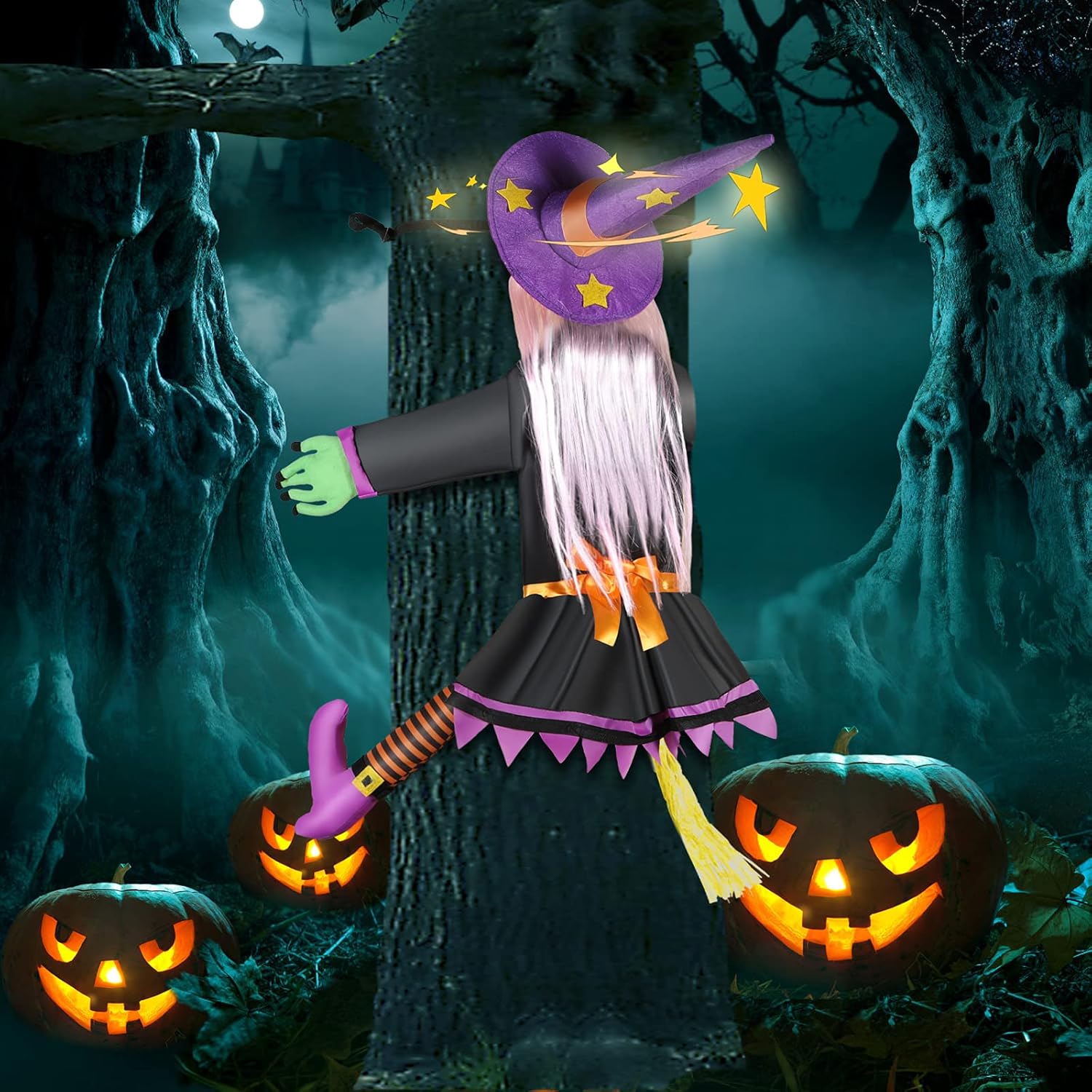 RACPNEL Crashing Witch into Tree Halloween Decorations