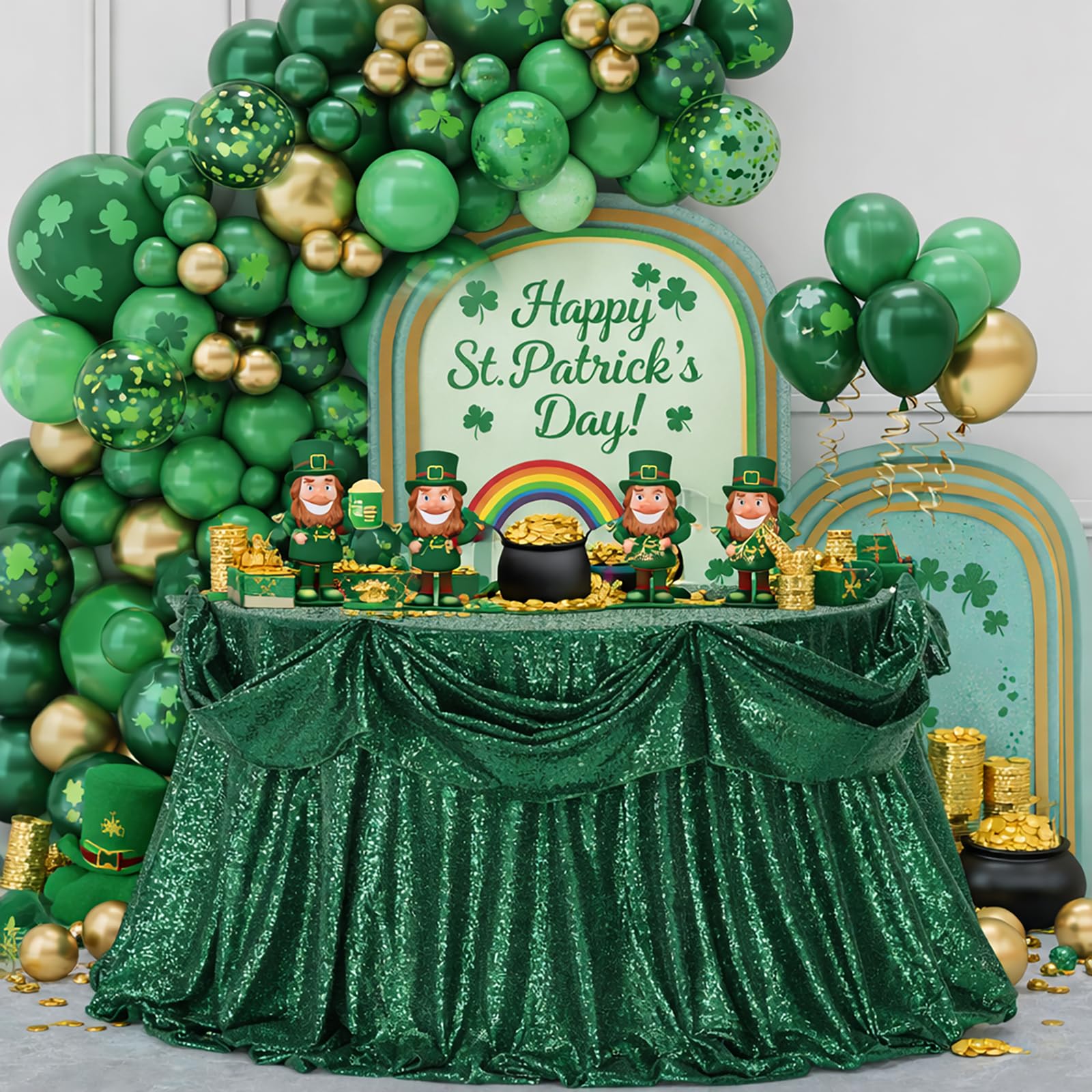 Round Sequin Tablecloth Party Decor 120 Inch Table Cloth Emerald Green