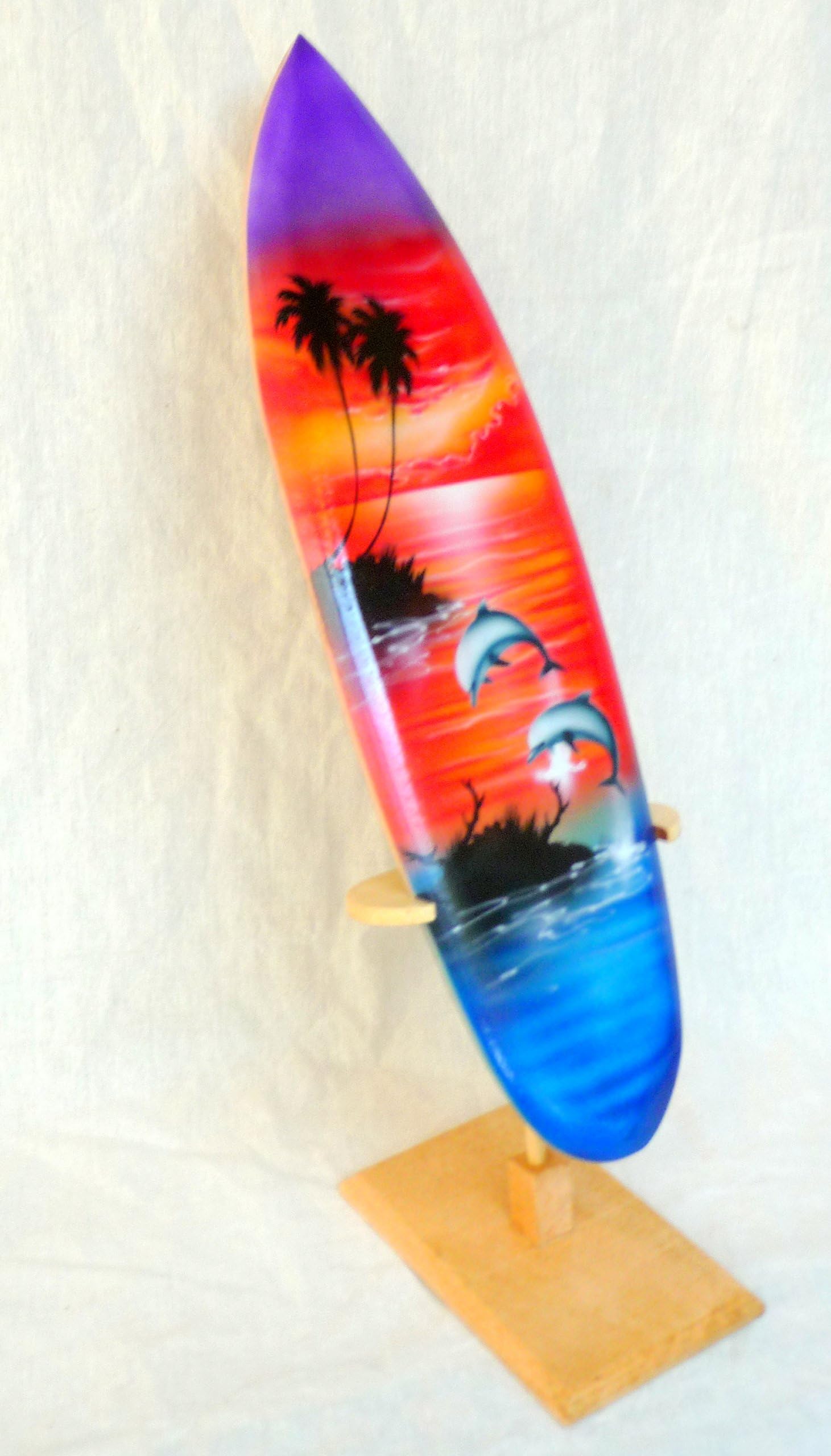 Decorative Surfboard Surfing Surfboard Wood Height 30 CM with Wooden Stand and Wall Bracket