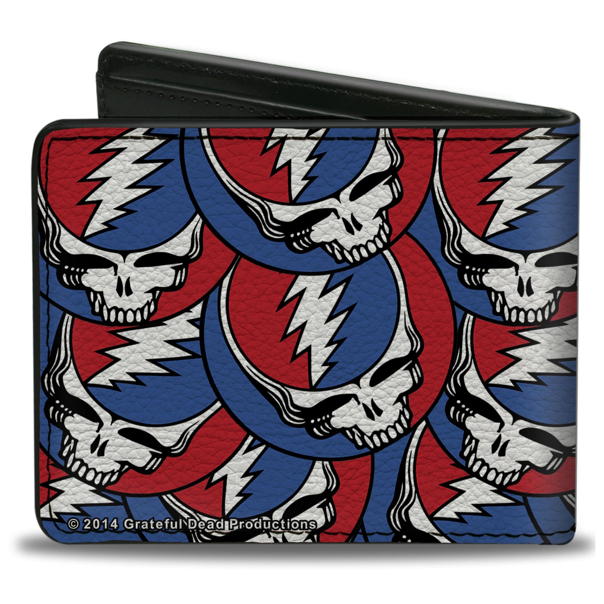 Buckle-Down Men's PU Bifold Wallet-Steal Your Face Stacked Red/White/Blue, Multicolor, 4.0
