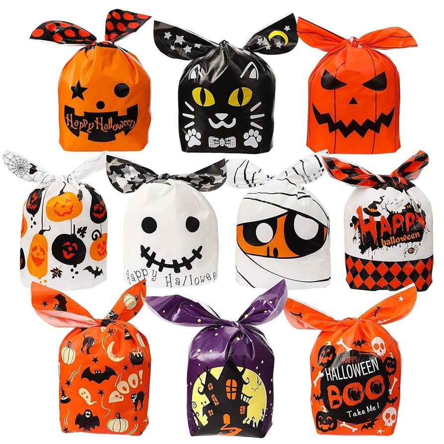 Amazon | AUGSHYO ハロウィン 袋 100個セット 10柄 お菓子袋
