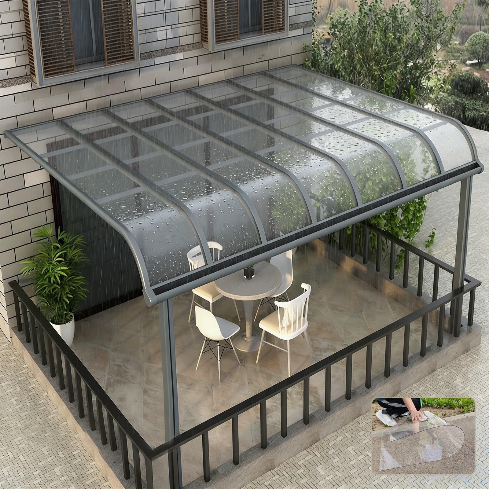 Paneles policarbonato Transparente recortables para invernaderos, Paneles Techo láminas plástico acrílico para jardín, reducen el Ruido, bloquean Lluvia, Nieve, UV.(Clear,60x100cm)