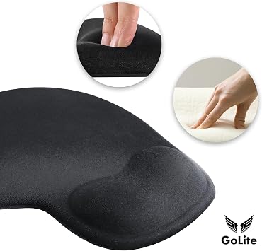 GoLite Ergonomic Wrist Supported Mouse Pad – Anti-Slip Base, Soft and Comfortable Wrist Support, Comfortable Mouse Pad for Long-Term Use, Black