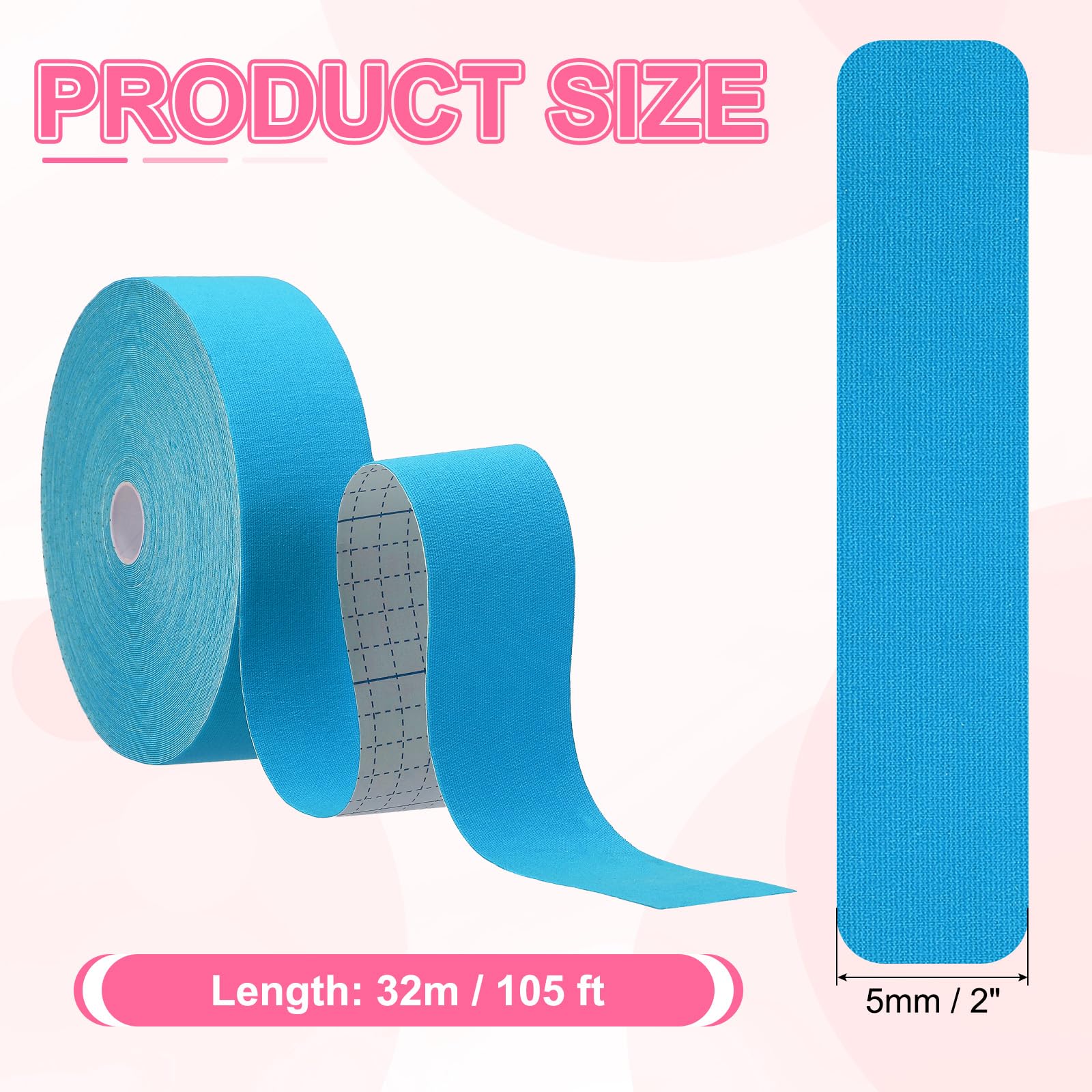 PATIKIL Nastro Kinesiologico Non Tagliato 32M x 5cm per Muscoli Blu Chiaro