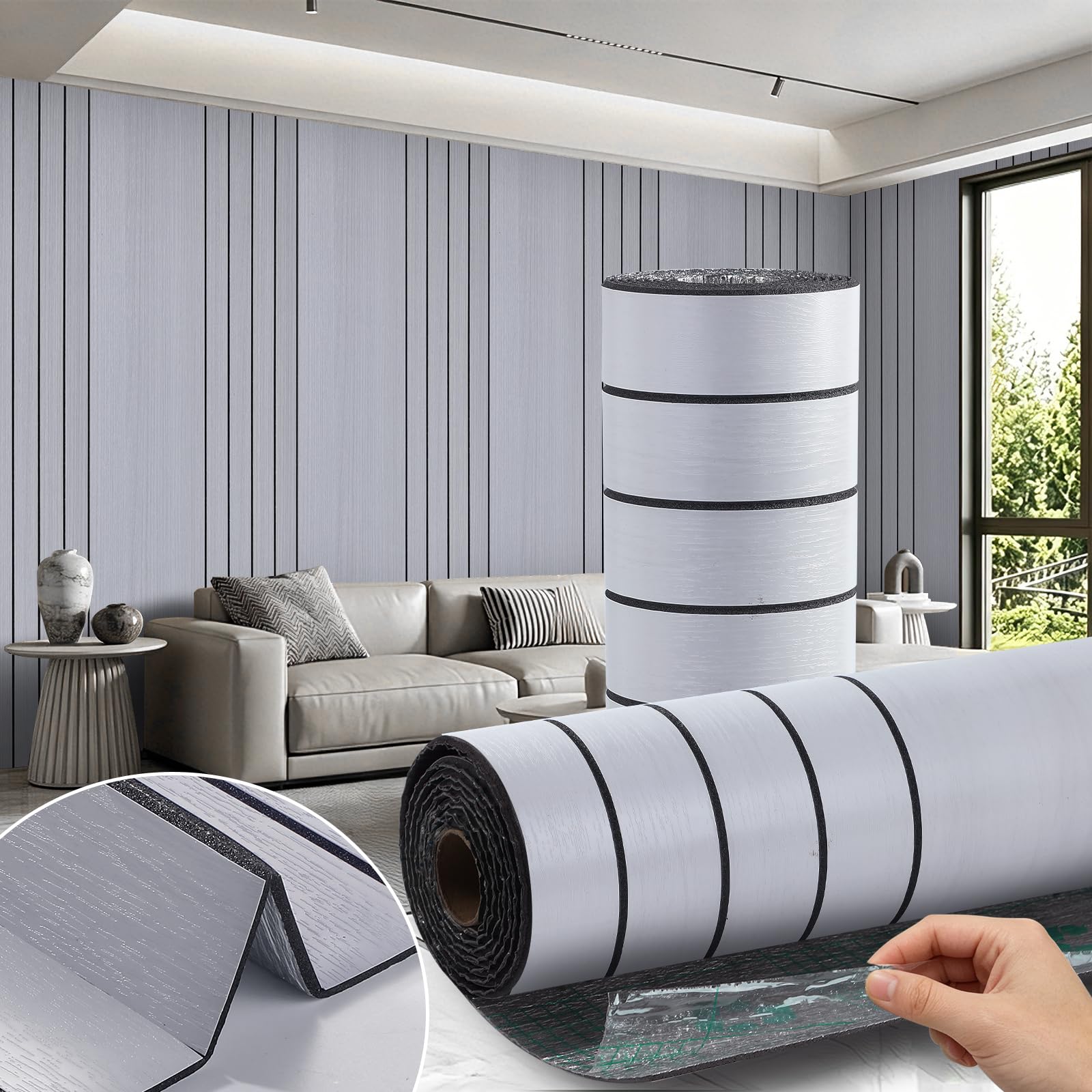 Trafagala 3mm Thick Wood Panel Wallpaper Peel and Stick 3D Faux Wood Slat