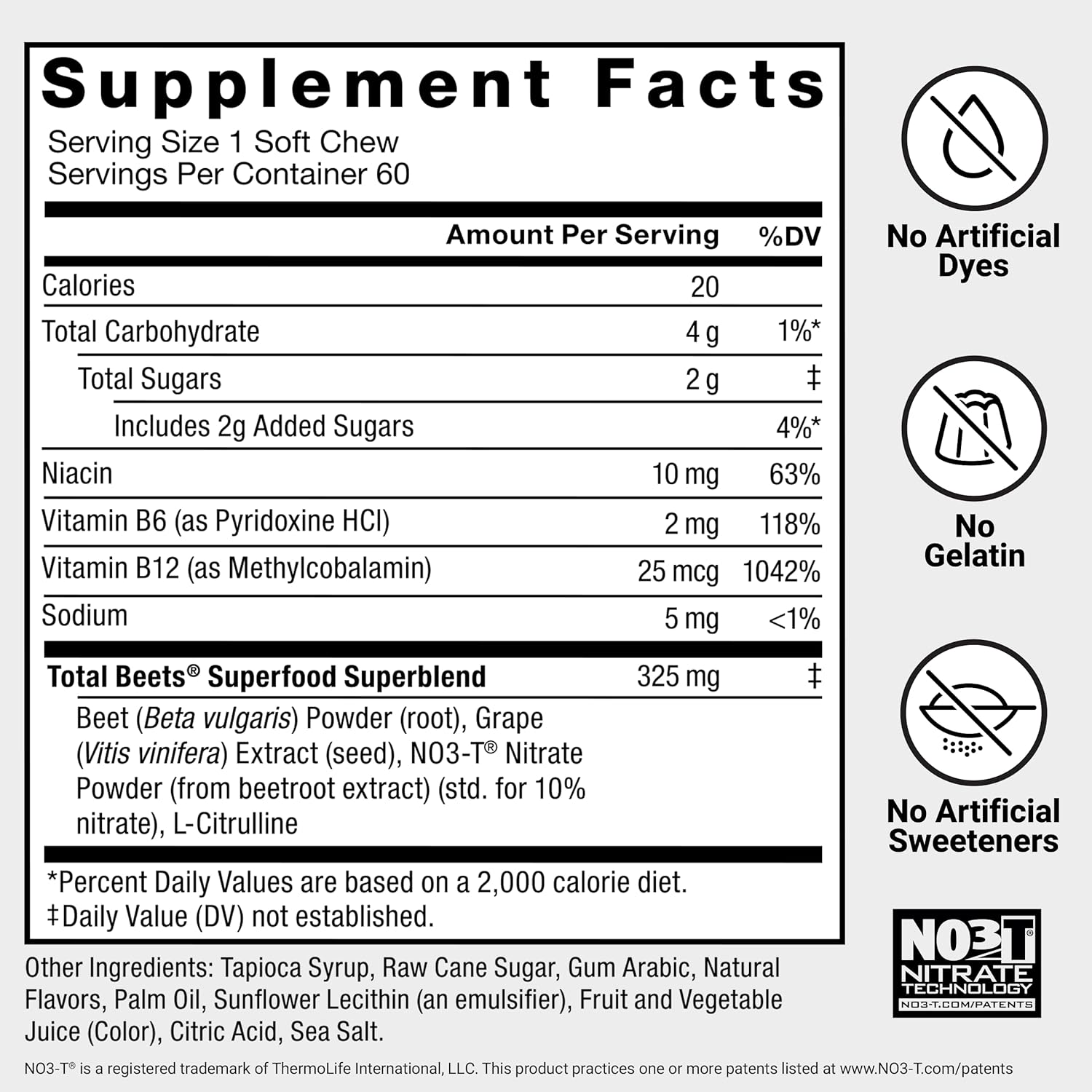 Force Factor Total Beets Soft Chews with Beetroot, Nitrates, L-Citrulline, Grapeseed Extract, and Antioxidants, Healthy Energy Supplement with Elite Ingredients, Heart Health Superfood, 60 Chews - Image 5