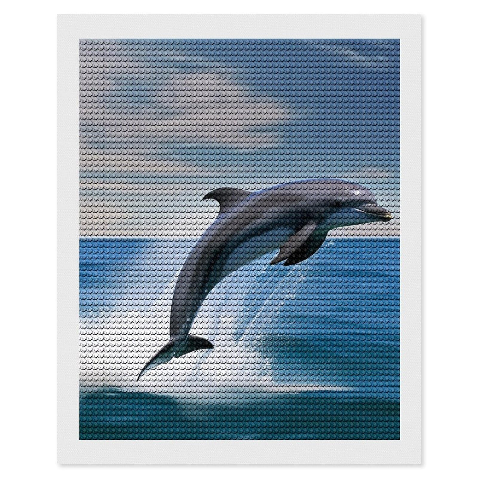 FodPand Diamond Art Kits for Adults, 5D Aurora Diamond Painting Kits for Beginners, Jumping Up Dolphins DIY Full Drill Dots Gem Art Paint Crafts for Home Wall Decor 16"x20"