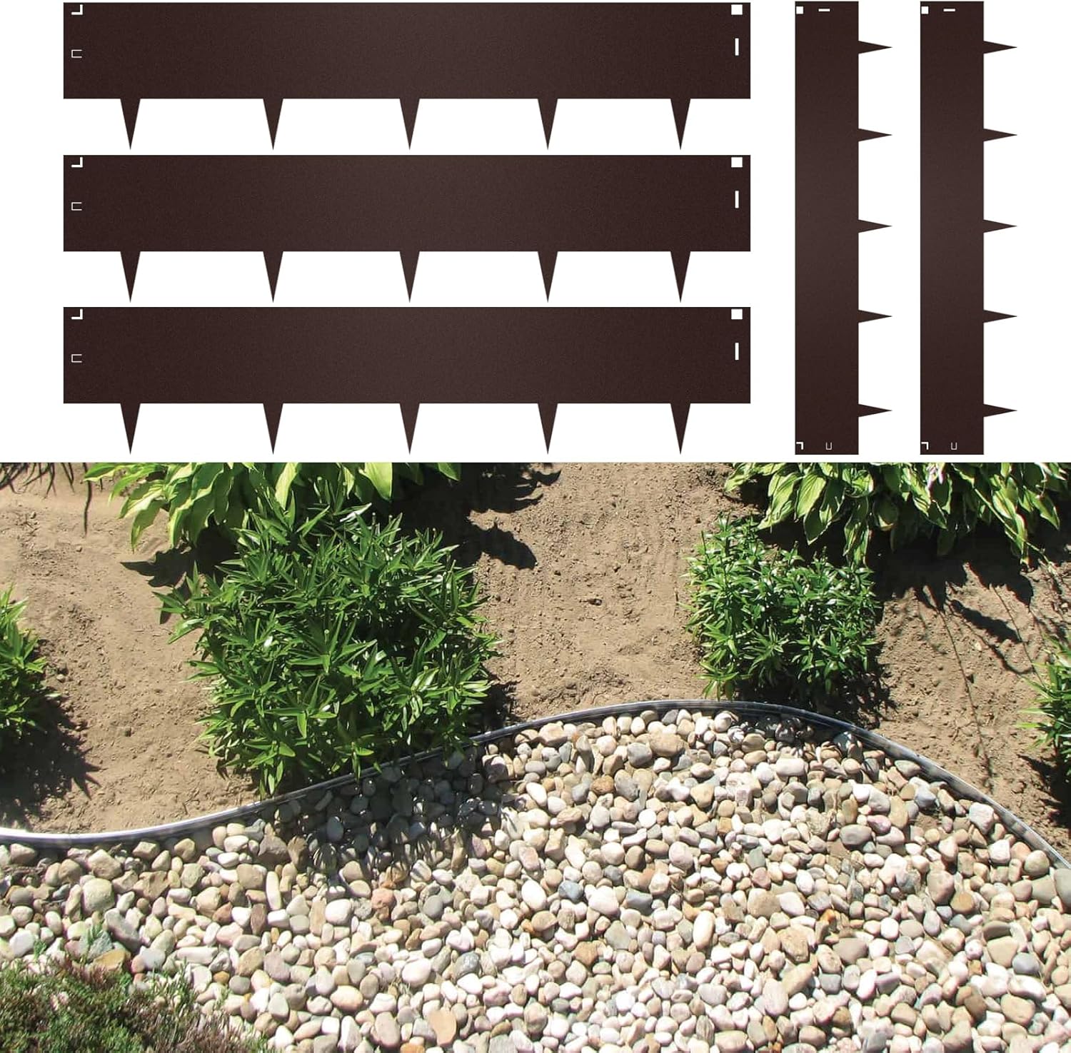 40"x6" Steel Lawn Edging, 5-Pack Metal Landscape Edging Strips,Hammer-in Garden Edging Borders,Total16.25 ft Length Bendable Landscape Edging for Yard Pathway Divider(Brown)
