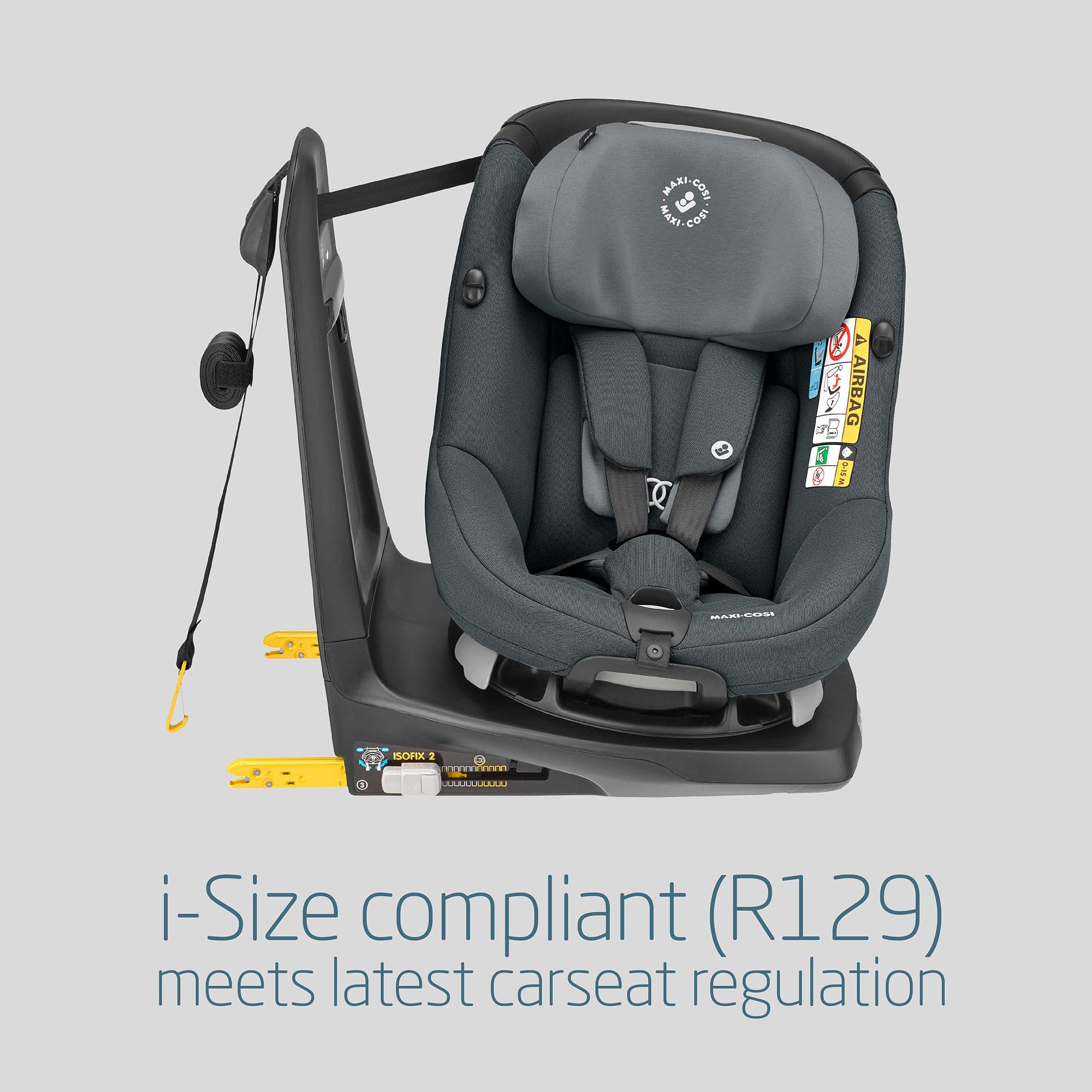 Maxi-Cosi Axissfix, i-Size, Silla de coche giratoria 360° isofix, silla auto reclinable y contramarcha para bebés 4 meses - 4 años, 61-105 cm, Authentic Graphite