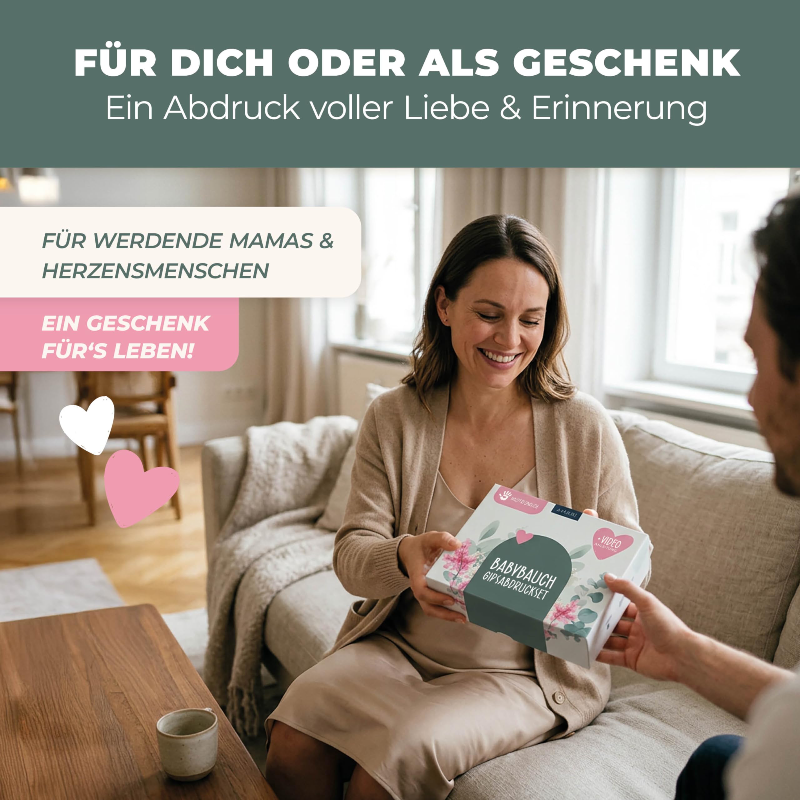 Amari ® Gipsabdruck Babybauch Set - Gipsabdruckset Babybauch - Geschenk werdende Mutter, Gips für den Bauchabdruck -Erinnerungen Schwangerschaft