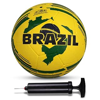 Nivia Combo Country Color (Brasil) Moulded Football with Ball Pump (Size - 5)