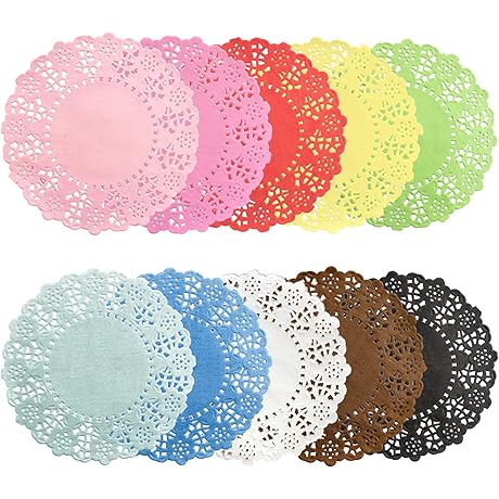 200 Count 4.5" Round Colored Paper Doilies, Variety Pack of 10 Assorted Pastel Colors