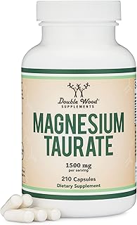 Magnesium Taurate Supplement for Sleep, Calming, and Cardiovascular Support (1,500mg per Serving, 210 Vegan Capsules) Manu...