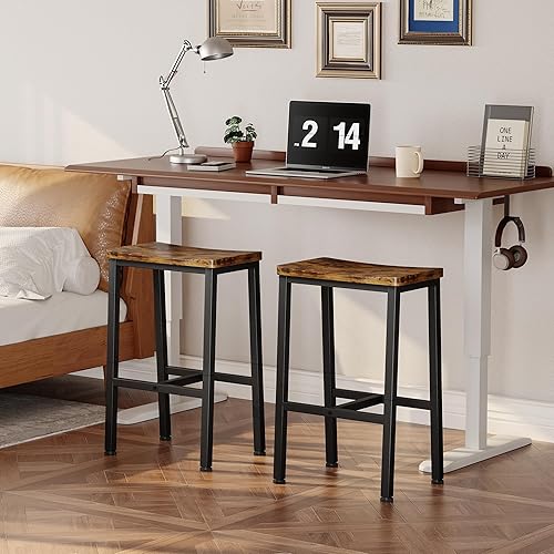 Miniatura 8 de Homeiju Taburetes de bar, taburetes de bar de altura de mostrador, taburetes de 23.6 pulgadas con reposapiés, asiento de encimera de cocina