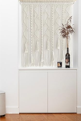 Miniatura 2 de Cortinas bohemias de macramé para ventanas, cortinas tejidas divisoras de habitaciones, sala de estar, cortinas para colgar en la pared, 39 pulgadas
