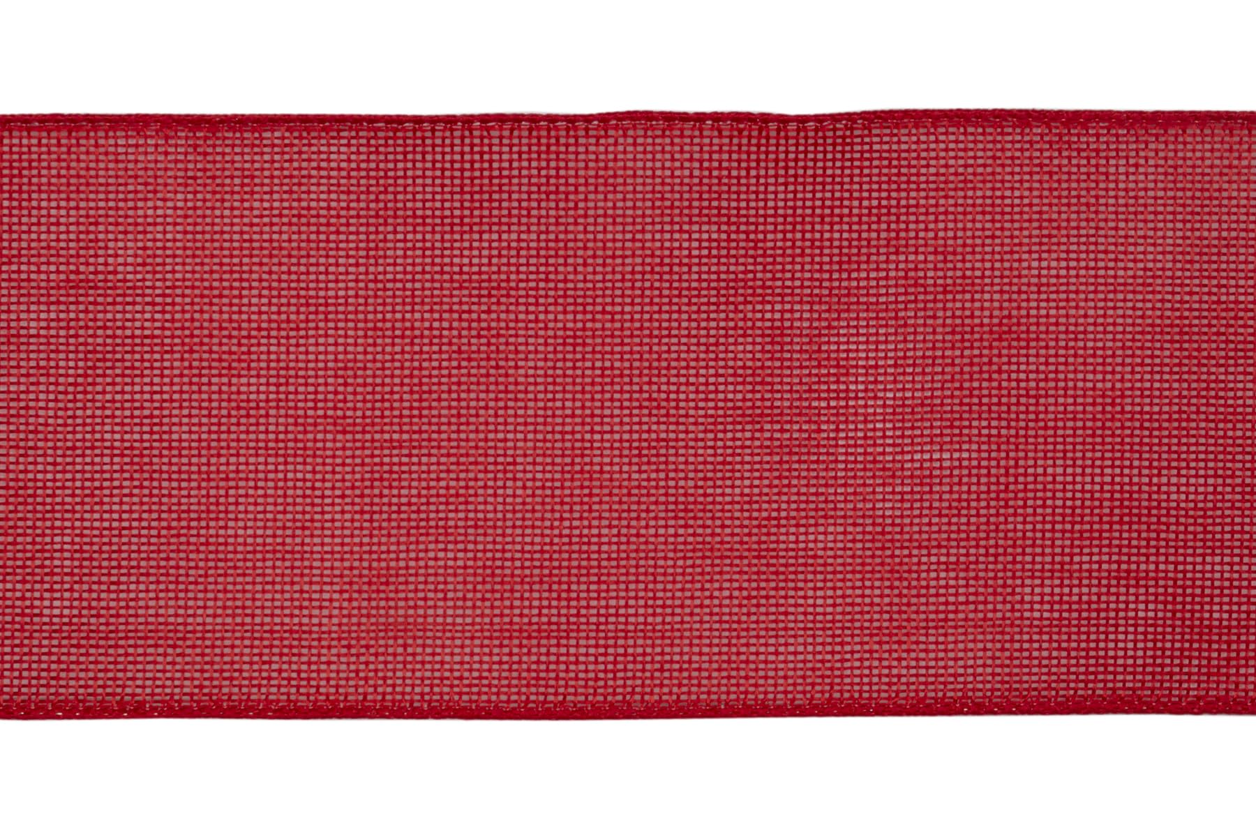 Ribbonitlux Red Burlap Wired Ribbon, 100mm x 18 Meters, Wired Edge Burlap Ribbon for Gift Wrapping Big Bow, Wreath - Image 2
