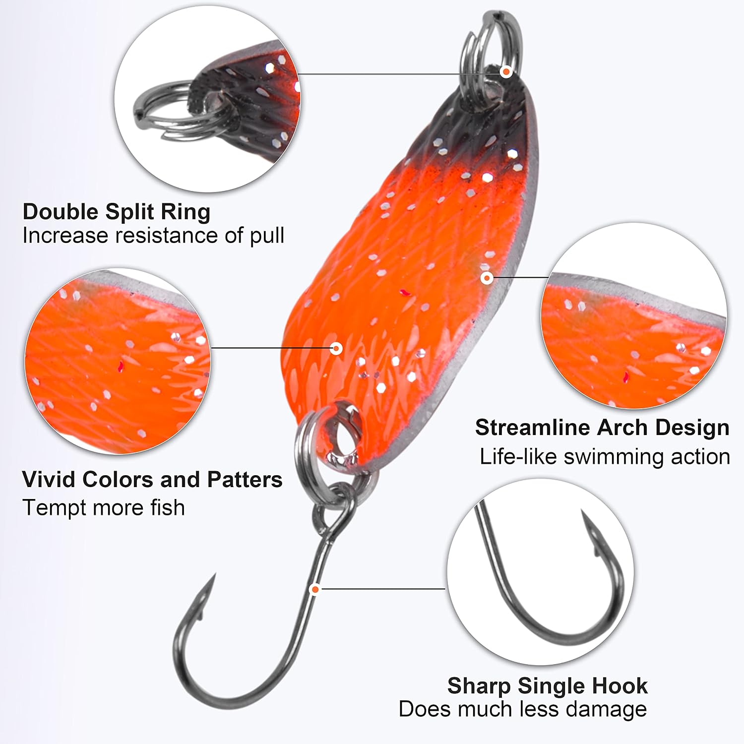 Trout Spoons Fishing Spoon Lure Set Single Hook Trout Lures Hard Metal Trout Baits Mini Fishing Jig Spoon Lures for Perch Char Crappie image 2