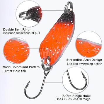 Trout Spoons Fishing Spoon Lure Set Single Hook Trout Lures Hard Metal Trout Baits Mini Fishing Jig Spoon Lures for Perch Char Crappie