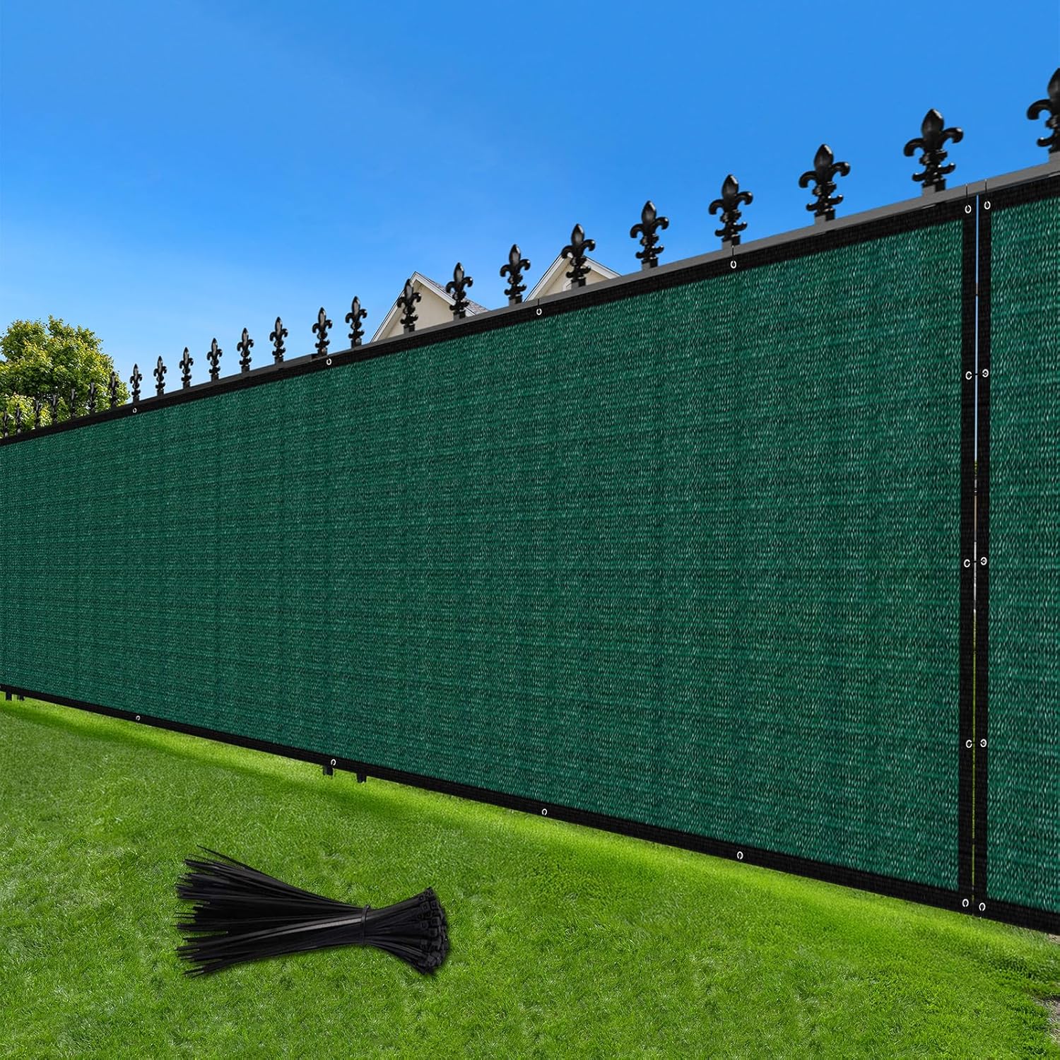 LOVE STORY 5'x50' Fence Privacy Screen Outdoor Mesh Fencing Covers Screen Fence Wind Block with Grommets for Patio Garden Wall Backyard, Dark Green (We Make Custom Size)